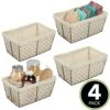 MDesign Medium Metal Farmhouse Home Storage Organizer Basket - Chicken Wire Design, Fabric Liner For Kitchen, Bathroom, Living Room, Pantry, Cupboard, Shelves, Countertop - 4 Pack - Bronze/Natural