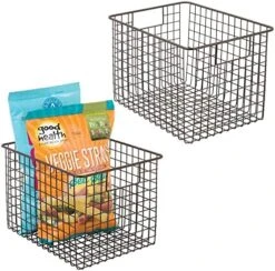 MDesign Farmhouse Decor Metal Wire Food Organizer Storage Bin Baskets With Handles For Kitchen Cabinets, Pantry, Bathroom, Laundry Room, Closets, Garage - 2 Pack - Bronze 29 MDesign Farmhouse Decor Metal Wire Food Organizer Storage Bin Baskets With Handles For Kitchen Cabinets, Pantry, Bathroom, Laundry Room, Closets, Garage - 2 Pack - Bronze -Brabantia Shop 51Nh6qme0qL. AC