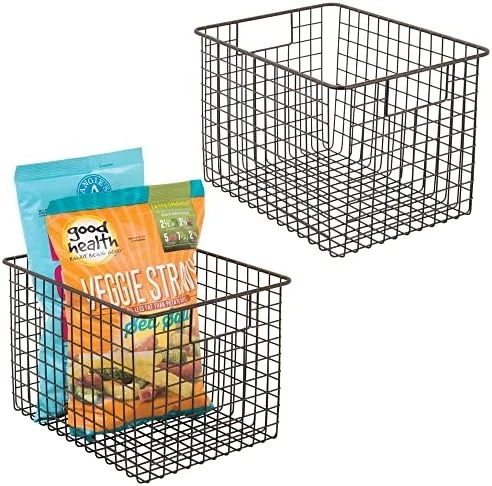 MDesign Farmhouse Decor Metal Wire Food Organizer Storage Bin Baskets With Handles For Kitchen Cabinets, Pantry, Bathroom, Laundry Room, Closets, Garage - 2 Pack - Bronze 15 MDesign Farmhouse Decor Metal Wire Food Organizer Storage Bin Baskets With Handles For Kitchen Cabinets, Pantry, Bathroom, Laundry Room, Closets, Garage - 2 Pack - Bronze - Image 15