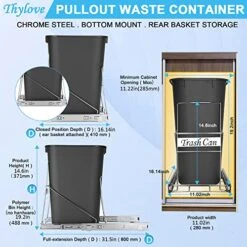 ThyLove Pull Out Trash Can Under Cabinet,Open The Cabinet Door And Pull Out The Trash Can Under The Cabinet,Undersink Organizers And Cupboard Organizers And Storage,Trash Can Not Included. -Brabantia Shop 51NvbSW5HnL