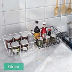 Wire Basket With Liner, 4 Pack Wire Baskets For Storage, Durable Metal Basket Organizer Storage Bin For Kitchen Cabinets, Pantry, Bathroom, Countertop, Closets (Black, 4 Liners) -Brabantia Shop 51O1XqXSDRS