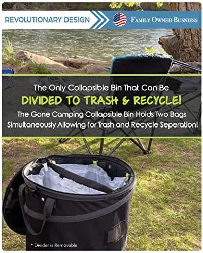 Trailersphere Collapsible Bin Trash & Recycle/Utility, Gone Camping Collection, Perfect For Camping, Laundry, Storage And Garden, Waterproof And Tear Resistance, Trash And/or Recycle 3 Trailersphere Collapsible Bin Trash & Recycle/Utility, Gone Camping Collection, Perfect For Camping, Laundry, Storage And Garden, Waterproof And Tear Resistance, Trash And/or Recycle - Image 3
