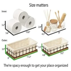 BAOBAB WORKSHOP Bundle - 2 Items: Wood And Wire Baskets With Floating Shelves For Bathroom Decor, Toilet Paper Storage, Living Room Bedroom And Kitchen -Brabantia Shop 51OfJb5RyRL