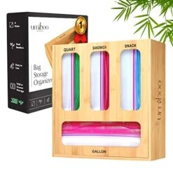 Bamboo Ziplock Bag Organizer For Drawer | Zip Lock Bag Organizer | Ziploc Bag Organizer | Storage Bag Organizer | Sandwich Baggie Organizer For Your Kitchen Drawer | Plastic Bag Organizer