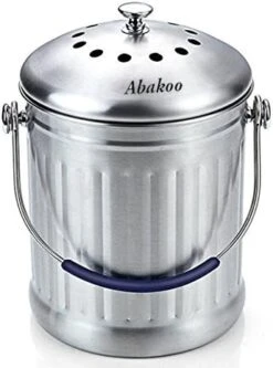 Abakoo Stainless Steel Compost Bin - Premium Grade 304 Stainless Steel Kitchen Composter - Includes 4 Charcoal Filter, Indoor Countertop Kitchen Recycling Bin Pail (1.0 Gallon (Galvanized)) -Brabantia Shop 51PVmFTNSLL. AC