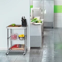 Seville Classics NSF Commercial Stainless Steel Top Work Table Island Utility Cart Prep Station, 78 For Restaurant, Kitchen, Warehouse, Garage, Hotel, Home, 55 Steel, 24" W X 20" D X 36" H -Brabantia Shop 51PvNJT2ecL