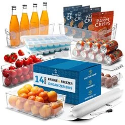 StorageBud Pantry Organization And Storage Bins - 14 Pieces Food Storage Containers - Clear Storage Bins For Fridge, Refrigerator & Kitchen Cabinet - BPA Free Freezer Organizer Bins