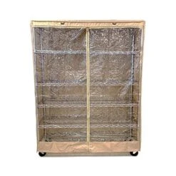 Formosa Covers Storage Shelving Unit Cover, Khaki Color With One Side See Through Panel In 4 Sizes (Cover Only) For Home, Storage, Organization, Work, Medical And More! (60" Wx24 Dx72 H)