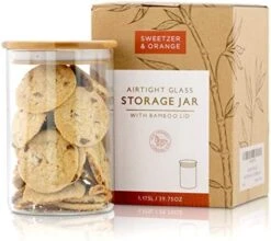 Glass Food Storage Containers With Lids By Sweetzer And Orange - Set Of 4 Kitchen Canisters - Candy, Cookie, Rice And Spice Jars - Sugar Or Flour Container - Big And Small Airtight Food Jar For Pantry -Brabantia Shop 51Qr99yzOSL. AC