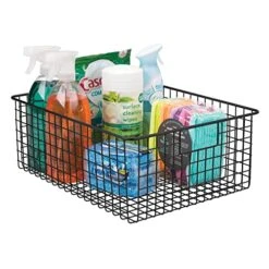 MDesign Metal Wire Food Storage Basket Organizer With Handles For Organizing Kitchen Cabinets, Pantry Shelf, Bathroom, Laundry Room, Closets, Garage - Concerto Collection - 2 Pack - Black -Brabantia Shop 51RH6AeyPDL