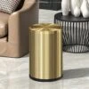 LEASYLIFE Stainless Steel Trash Can,Bathroom Trash Can With Lid，Small Trash Can With Flipping Lid, 2.4gallon,Garbage Cans For Kitchen，Living Room. Metallic Gold (Singer)