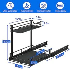 LAMU Larger Under Kitchen Sink Organizers And Storage, Metal Under Sink Organizer Bathroom Cabinet, Undersink Organizers Kitchen, Under Sink Storage And Organization, 13.4W X 16.9D X 15.7H Inches -Brabantia Shop 51RUSnkc1hL
