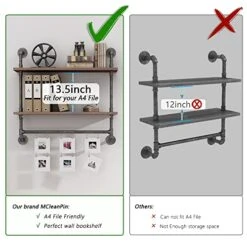 MCleanPin Industrial Pipe Shelves Wall Mount Bathroom Shelf With Towel Bar Floating Shelf 2-Tiers 24 In, DIY Open Bookshelves,Metal Towel Rack Bookcase, Real Wood Storage Shelving -Brabantia Shop 51Rf2RQNFSL
