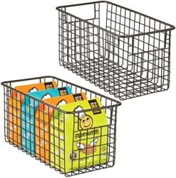 MDesign Farmhouse Decor Metal Wire Food Organizer Storage Bin Baskets With Handles For Kitchen Cabinets, Pantry, Bathroom, Laundry Room, Closets, Garage - 2 Pack - Bronze 23 MDesign Farmhouse Decor Metal Wire Food Organizer Storage Bin Baskets With Handles For Kitchen Cabinets, Pantry, Bathroom, Laundry Room, Closets, Garage - 2 Pack - Bronze -Brabantia Shop 51Rkl9ORZL. AC