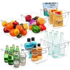6 Pack Clear Plastic Storage Bins, Kitchen Organization Cabinet Fridge Organizer, Pantry Organization And Storage Bins