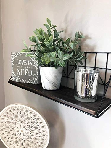 Mkono Wall Floating Shelves Set Of 2 Rustic Wood Bathroom Shelf (11.5" + 17.7"), Black Metal Wire Storage Display Shelving Room Recor For Bedroom Living Room Kitchen Office,Brown 1 Mkono Wall Floating Shelves Set Of 2 Rustic Wood Bathroom Shelf (11.5" + 17.7"), Black Metal Wire Storage Display Shelving Room Recor For Bedroom Living Room Kitchen Office,Brown
