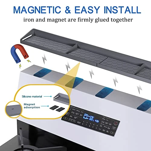 Discalange Kitchen Magnetic Stove Top Shelf, 30 Inch Silicone Spice Rack Easy Installation, Over The Stove Top Shelf Organization Stove Rack, Spice Storage Shelf For Stove, Oven Shelf Organizer (Gray) 5 Discalange Kitchen Magnetic Stove Top Shelf, 30 Inch Silicone Spice Rack Easy Installation, Over The Stove Top Shelf Organization Stove Rack, Spice Storage Shelf For Stove, Oven Shelf Organizer (Gray) - Image 5