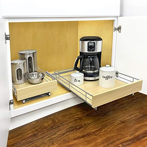 ® SELECT™ Pull Out Cabinet Organizer - Slide Out Drawers For Kitchen Cabinets - Sliding Pantry Shelves - Roll Out Shelf For Pots, Pans 14" X 21" Wood-Chrome, Lifetime Limited Warranty 4 ® SELECT™ Pull Out Cabinet Organizer - Slide Out Drawers For Kitchen Cabinets - Sliding Pantry Shelves - Roll Out Shelf For Pots, Pans 14" X 21" Wood-Chrome, Lifetime Limited Warranty - Image 4