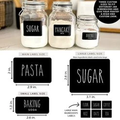 UART + PINT 134 Kitchen Pantry Labels For Containers. Preprinted Retro Handwritten Style. Black Matte Sticker White Text. Waterproof Stickers. Organization Labels For Jars Canisters & Storage Bins. -Brabantia Shop 51TFOblyP8S