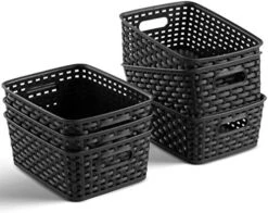 T Of 6 Plastic Storage Baskets - Small Pantry Organizer Basket Bins - Household Organizers With Cutout Handles For Kitchen Organization, Countertops, Cabinets, Bedrooms, And Bathrooms -Brabantia Shop 51UPi beq2L. AC