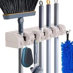 HYRIXDIRECT Wall Mount Broom Mop Holder Hanger Garden Tool Organizers Rack Garage Laundry Room Organizations And Storage With Hooks Heavy Duty -Brabantia Shop 51UcN32nz5L. AC