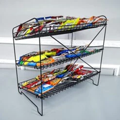 FixtureDisplays® 24" Wide X 14.9" Deep X 23.2" Tall 3-Open-Shelf Wire Rack For Countertop Chips Snack Book Display Organizer Concession Theatre Kitchen Pantry Stand Black 19396-2D -Brabantia Shop 51Uk65aGk0L