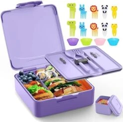 Bento Lunch Box, Lunch Box Kids - 1300ML Insulated Lunch Box With 4 Compartments Bento Box Adult Lunch Box, Leak Proof Lunch Box Containers With Utensils& Food Picks& Cake Cups &Dip Container (Purple) -Brabantia Shop 51UoU9vqf6L. AC