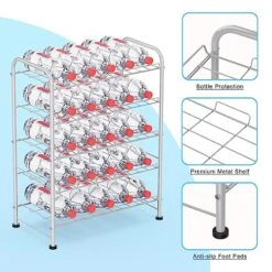 5 Tier Water Bottle Organizer Small Water Bottle Holder Stand Freestanding Metal Bottled Water Rack Dispenser For Kitchen, Pantry Organization And Storage, Silver -Brabantia Shop 51UqT83T2nL