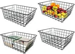 Wire Basket With Liner, 4 Pack Wire Baskets For Storage, Durable Metal Basket Organizer Storage Bin For Kitchen Cabinets, Pantry, Bathroom, Countertop, Closets (Black, 4 Liners) -Brabantia Shop 51VkSRfnqIL. AC