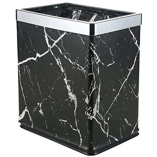 Huaqinglian Small Office Trash Can Bedroom Wastebasket,Rectangle Slim Bathroom Kitchen Garbage Can 2.6Gallon(Black Marble) 9 Huaqinglian Small Office Trash Can Bedroom Wastebasket,Rectangle Slim Bathroom Kitchen Garbage Can 2.6Gallon(Black Marble) - Image 9