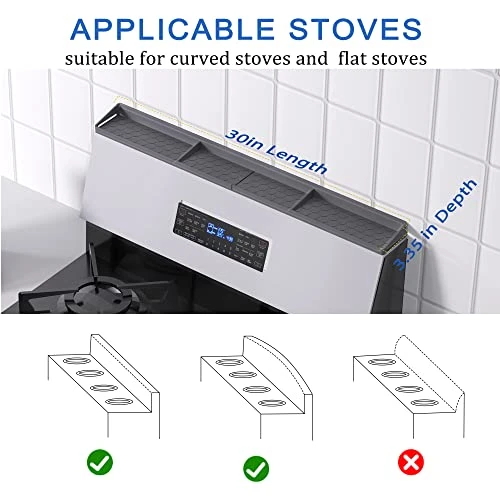 Discalange Kitchen Magnetic Stove Top Shelf, 30 Inch Silicone Spice Rack Easy Installation, Over The Stove Top Shelf Organization Stove Rack, Spice Storage Shelf For Stove, Oven Shelf Organizer (Gray) 2 Discalange Kitchen Magnetic Stove Top Shelf, 30 Inch Silicone Spice Rack Easy Installation, Over The Stove Top Shelf Organization Stove Rack, Spice Storage Shelf For Stove, Oven Shelf Organizer (Gray) - Image 2