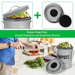 Durmmur Compost Bin Kitchen Counter, Indoor Compost Bin, Includes Inner Bucket With Sealed Ring Compost Pail, Countertop Compost Bin With Lid, Compost Bucket Compost Container, 1.0 Gallon -Brabantia Shop 51WGWz5TO4L