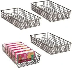 MDesign Shallow Metal Wire Basket For Storage Pantry - Kitchen Organization Basket With Handles - Bin Basket For Organizing Cabinets Or Countertop - Concerto Collection - 4 Pack - Bronze -Brabantia Shop 51WpHy qMzL. AC