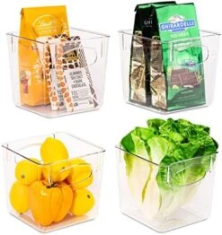 Square Refrigerator Organizer Bins - Clear Plastic Pantry, Cabinet & Fridge Organizer For Kitchen Organization And Storage - Versatile Lightweight Bath, Makeup, Food & Snack Organizer (4 Pack) -Brabantia Shop 51WyMgkJeeL. AC