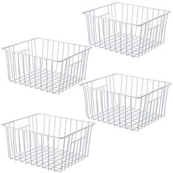 Freezer Baskets Pantry Storage Baskets Bins Farmhouse Organizer Storage Bins Organizer Bins With Built-in Handles For Cabinets, Pantry, Closets, Bedrooms - Set Of 4