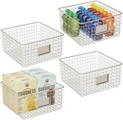 Square Steel Wired Storage Organizer Bin Baskets With Label Slot For Kitchen Pantry, Cabinet, Organizing Holder For Food, Drinks, Snacks, Produce, Omaha Collection, 4 Pack, Matte Black -Brabantia Shop 51Xkahmt6UL. AC
