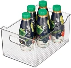 MDesign Wide Plastic Kitchen Storage Container Bins With Handles -Organization In Pantry, Cabinet, Refrigerator Or Freezer Shelves - Food Organizer For Fruit, Yogurt, Squeeze Pouches - Clear -Brabantia Shop 51XyznscEL. AC