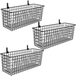 3 Set [Extra Large] Hanging Wall Basket For Storage, Wall Mount Sturdy Steel Wire Baskets, Metal Hang Cabinet Bin Wall Shelves, Rustic Farmhouse Decor, Kitchen Bathroom Organizer, Black -Brabantia Shop 51YZGoL4lL. AC