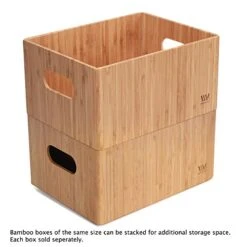 Bamboo Storage Box Multi-Purpose Organizer For Kitchen Supplies Holder, Fruit Bin, Cabinets, Pantry With Built In Handles, Stackable, 12” X 9” X 6” -Brabantia Shop 51YhBwllAAL