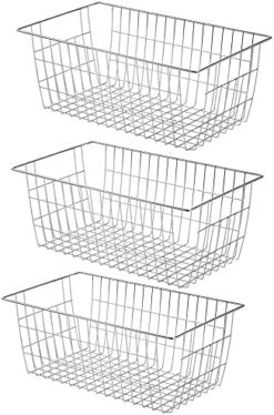 Farmhouse Metal Wire Basket, Fridge Freezer Storage Organizer Bins With Handles For Kitchen Cabinets, Pantry, Closets, Bedrooms, Bathrooms, White 3 Pack -Brabantia Shop 51YlJtNE8LL. AC