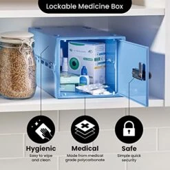 Lockabox One™ | Premium Medicine Lock Box For Medication, Vitamins & Supplements | One Size 12 X 8 X 6.6 Inches Externally (Medi Blue) -Brabantia Shop 51aAbbJyP5L