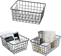 Sturdy Small Wire Storage Basket With Kitchen Food Pantry Papers Home Office Desk Shelf Bathroom Laundry Room Shelf Bedroom Bed Room -Brabantia Shop 51aCCwWvd7L. AC