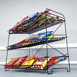 FixtureDisplays® 24" Wide X 14.9" Deep X 23.2" Tall 3-Open-Shelf Wire Rack For Countertop Chips Snack Book Display Organizer Concession Theatre Kitchen Pantry Stand Black 19396-2D -Brabantia Shop 51aFIIFDrnL