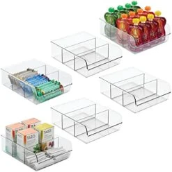 MDesign Plastic Food Storage Bin Organizer With 3 Compartments For Kitchen Cabinet, Pantry, Shelf, Drawer, Fridge, Freezer Organization - Holds Snack Bars - Ligne Collection - Clear -Brabantia Shop 51aZ9wSX5tL. AC