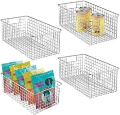 MDesign Shallow Metal Wire Basket For Storage Pantry - Kitchen Organization Basket With Handles - Bin Basket For Organizing Cabinets Or Countertop - Concerto Collection - 4 Pack - Bronze -Brabantia Shop 51aabmXh7wS. AC