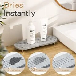 PURUSKOTO Large Fast Drying Sink Tray,Natural Diatomite Material,Instant Dry Sink Organizer,Stone Sink Caddy, Bathroom Counter Organizer,Modern Home Design,Suitable For Bathroom & Kitchen -Brabantia Shop 51acBQXMnjL