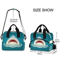 Insulated Cooler Lunch Bag Shark Tooth Jaws Lunch Box For Office Work Picnic Hiking Beach Organizer With Adjustable Shoulder Strap