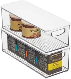 Plastic Deep Storage Bin Box Container With Lid And Built-In Handles - Organization For Fruit, Snacks, Or Food In Kitchen Pantry, Cabinet, Or Cupboard, Ligne Collection, 2 Pack, Clear/White -Brabantia Shop 51b3JIjqbZL. AC