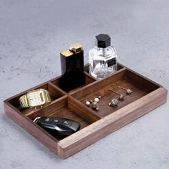 JIADEL Black Walnut Multi-Functional Distressed Vintage Wooden Storage Box, Desk Organizer Tray,5 Division,Jewelry Storage -Brabantia Shop 51bA6VRZK8L