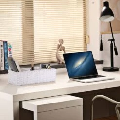 Vagusicc 3-Section Wicker Baskets For Shelves, Hand-Woven Paper Rope Wicker Storage Basket, Toilet Paper Basket For Toilet Tank Top, Baskets For Organizing Bathroom, 2-Pack, White -Brabantia Shop 51bQbSFdesL